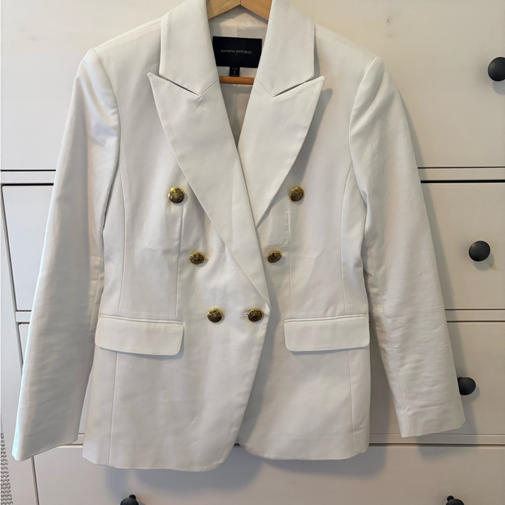 Banana Republic Gold and White Blazer Elegant Suit Jacket